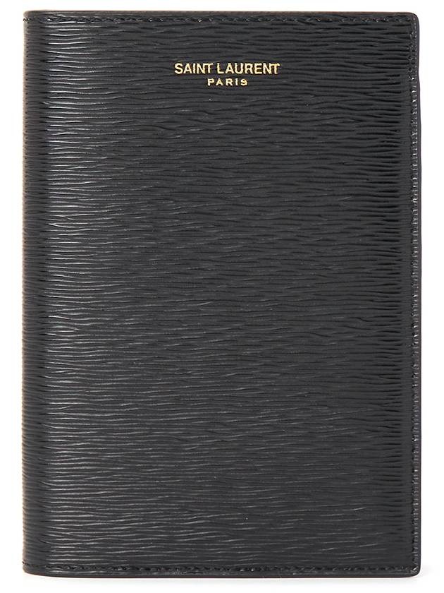 Luxury Saint Laurent Logo Print Leather Card Wallet Black