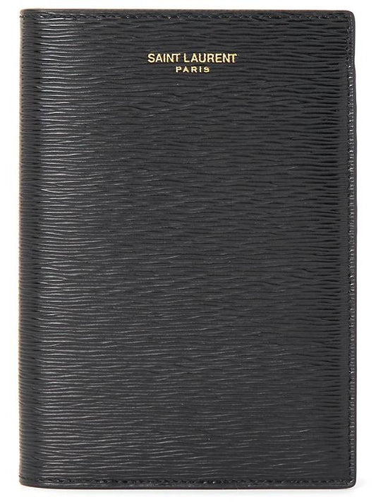 Luxury Saint Laurent Logo Print Leather Card Wallet Black