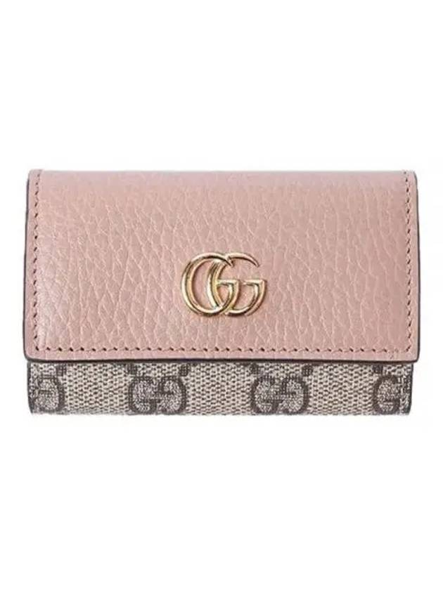 Luxury Gucci Trending 2025 GG Marmont Leather Key Case Half Wallet Pink