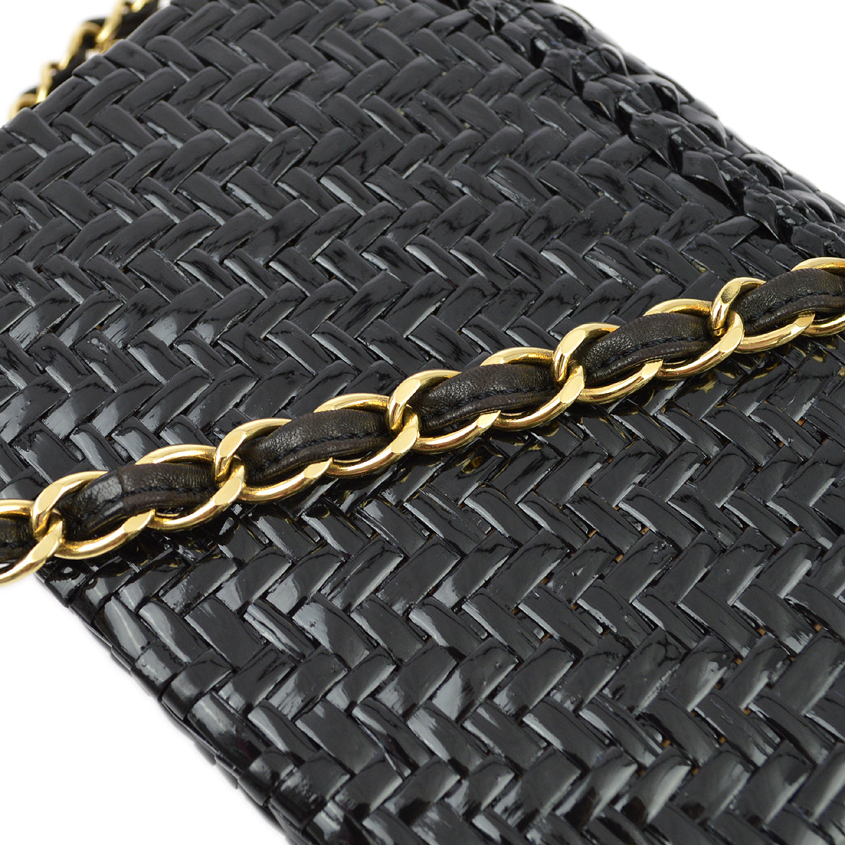 Chanel * 2000-2001 Black Rattan Mini Classic Square Flap Bag 17