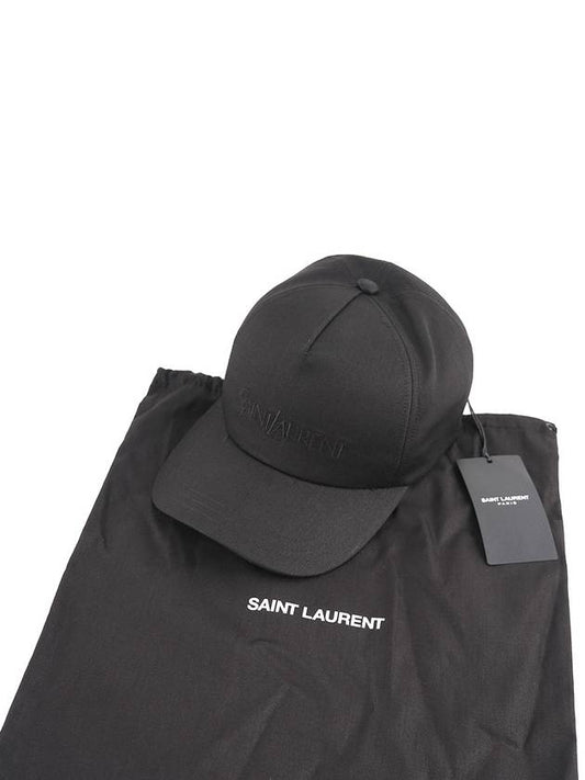 Luxury Saint Laurent Embroidered Logo Gabardine Weave Cotton Ball Cap Black