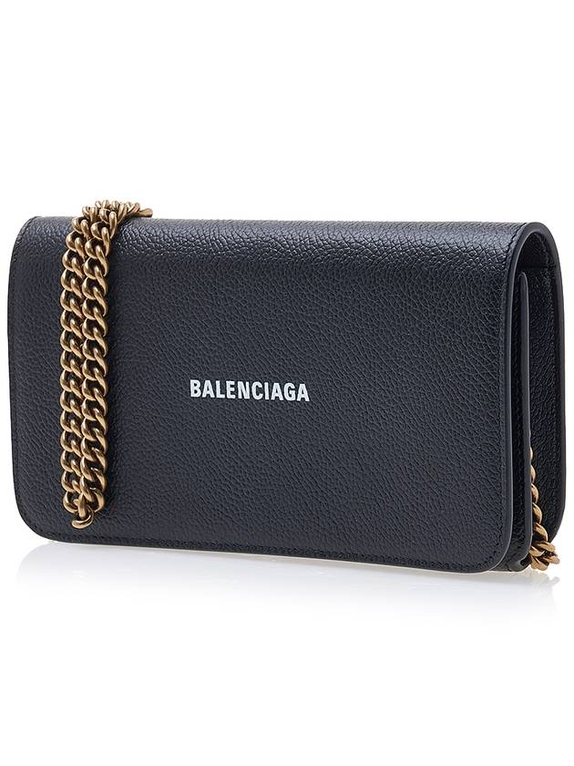 Luxury Balenciaga Cash Chain Wallet Mini Calfskin Cross Bag Black