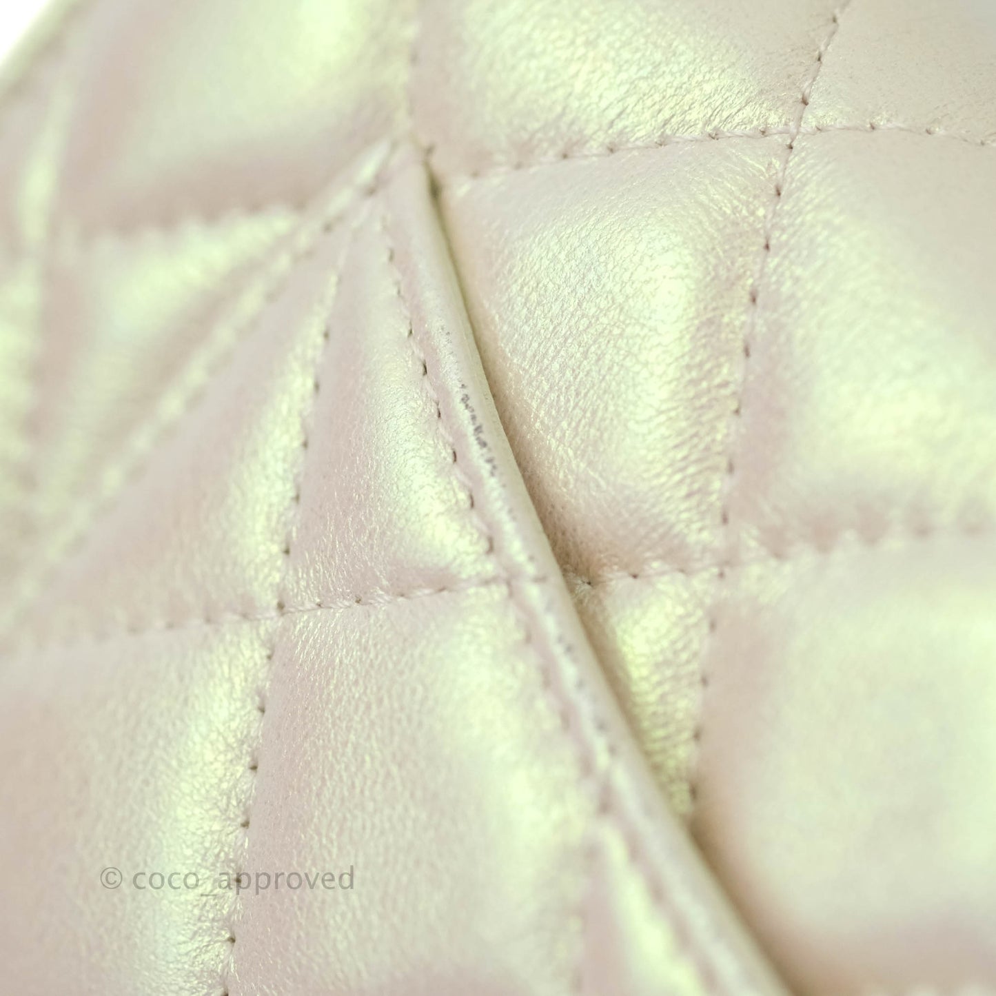Chanel Quilted Wallet on Chain WOC Iridescent Ivory Light Gold Hardware