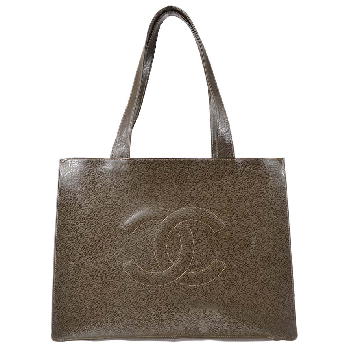 Luxury Chanel 1997-1999 Brown Caviar Shoulder Tote Bag
