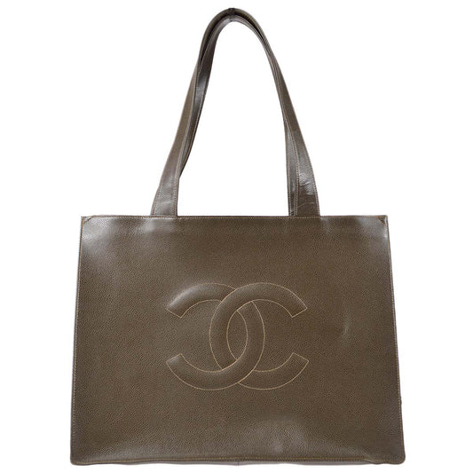 Luxury Chanel 1997-1999 Brown Caviar Shoulder Tote Bag