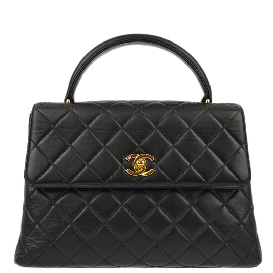 Luxury Chanel Black Lambskin Kelly Handbag