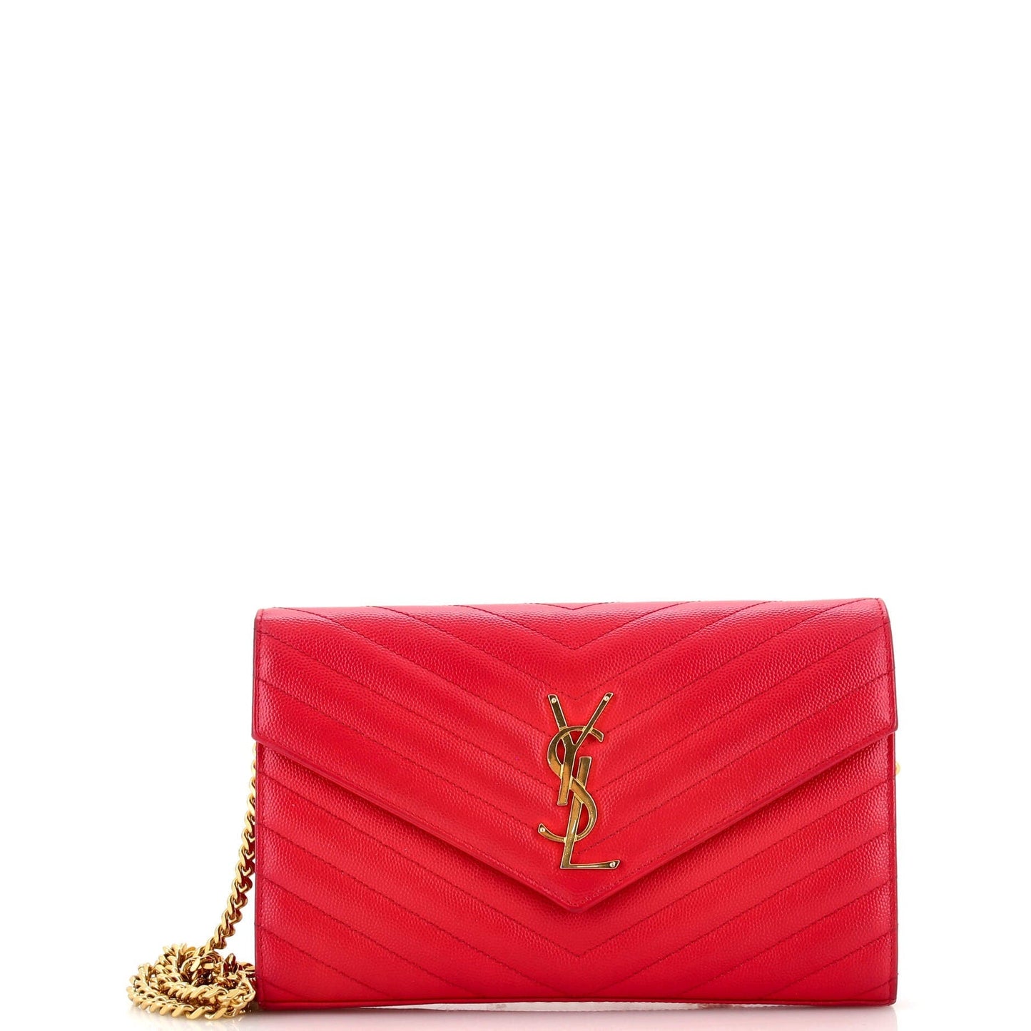 Luxury Saint Laurent Classic Monogram Wallet on Chain Matelasse Chevron Leather Medium