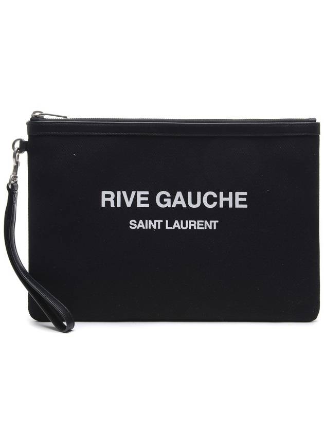 Luxury Saint Laurent Rive Gauche Zipper Strap Clutch Bag Black