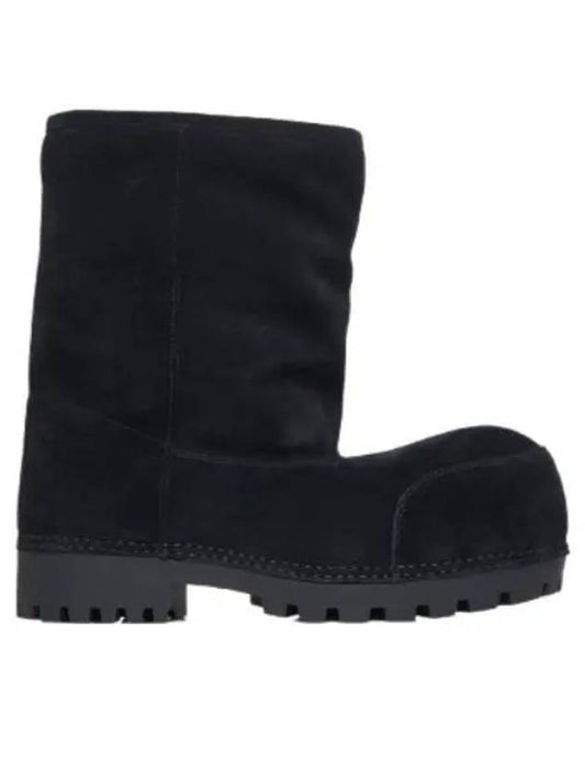 Luxury Balenciaga Suede Fur Winter Boots Black