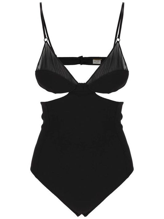 Luxury Saint Laurent Cut Out Body Suit Black