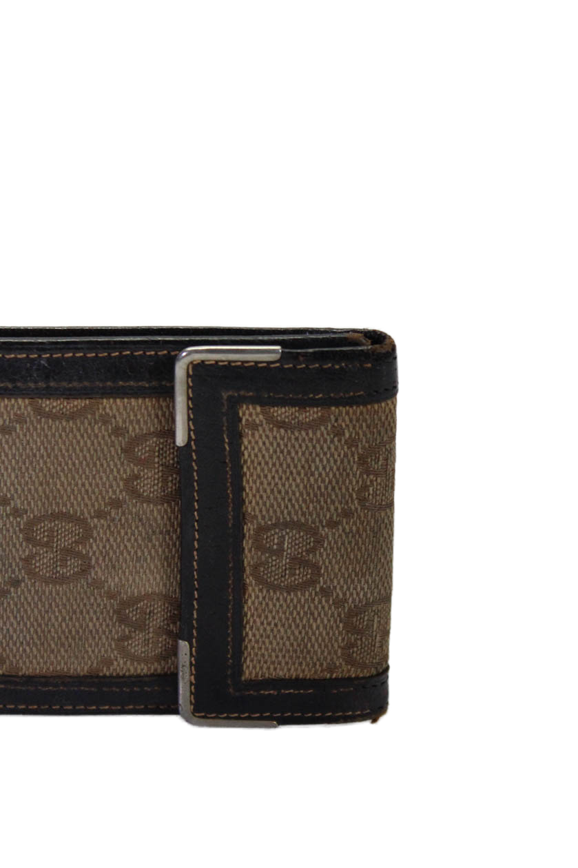Luxury Gucci Trending 2025 Womens Woven Monogram Print Tri-Folded Snapped Buttoned Card Wallet Brown