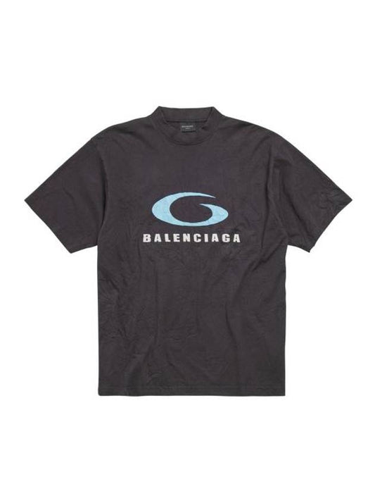 Luxury Balenciaga Logo Print Cotton Short Sleeve T-Shirt Black