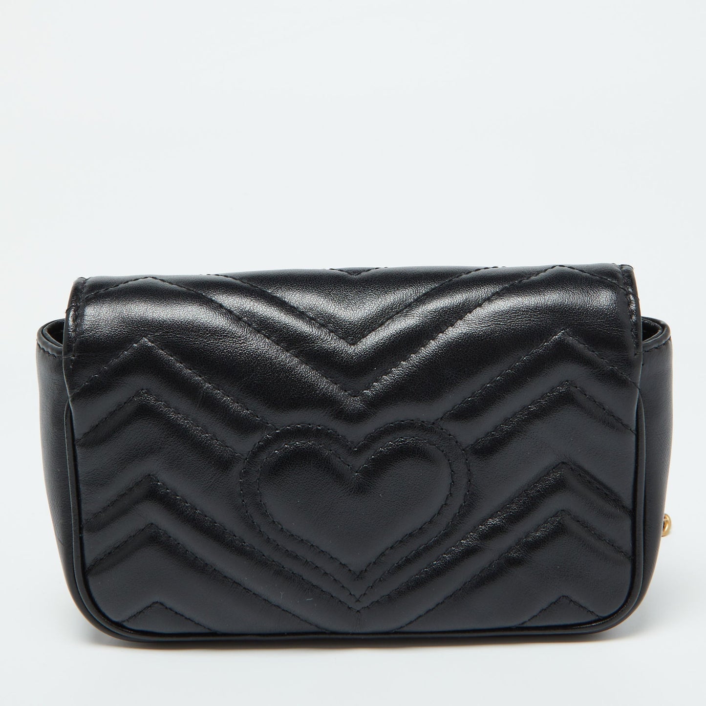 Luxury Gucci Trending 2025 Black Matelass&eacute; Leather Gg Marmont Super Mini Shoulder Bag..