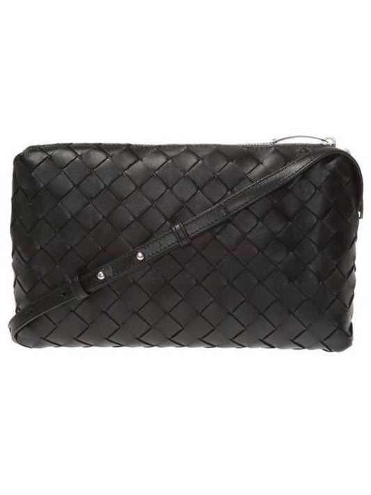 Luxury Bottega Veneta Intrecciato Leather Mini Cross Bag Black