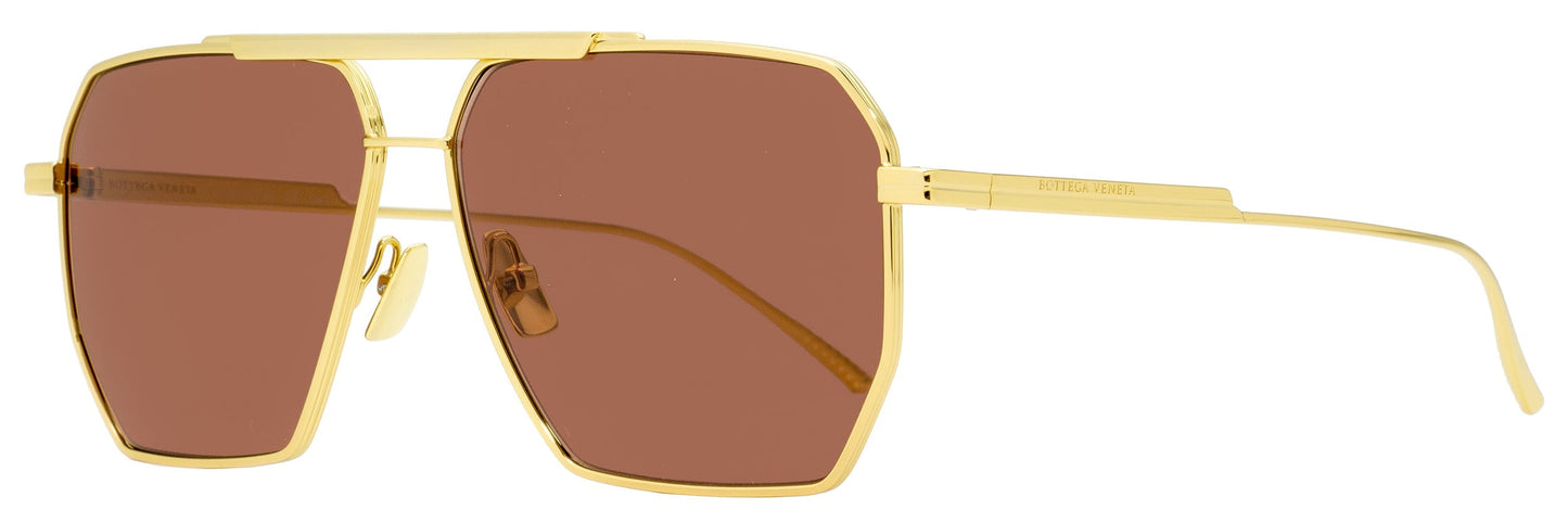 Luxury Bottega Veneta Men's Square Sunglasses BV1012S 005 Gold 60mm