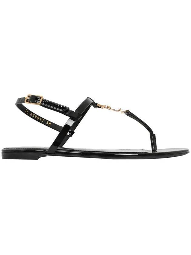 Luxury Saint Laurent Women's Monogram Cassandra Sandals Black