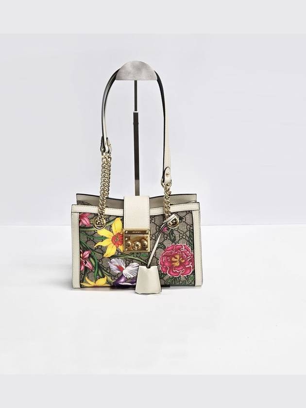 Luxury Gucci Trending 2025 Luxury Gucci Trending 2025 GG Supreme Flora Canvas Paddle Lock Shoulder Bag 498156
