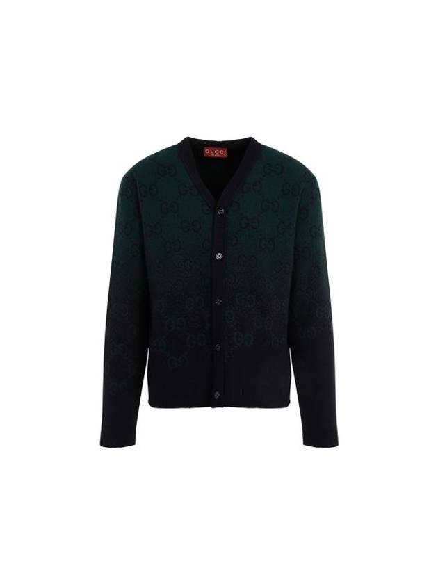 Luxury Gucci Trending 2025 GG Degradé Wool Jacquard Cardigan Dark Green