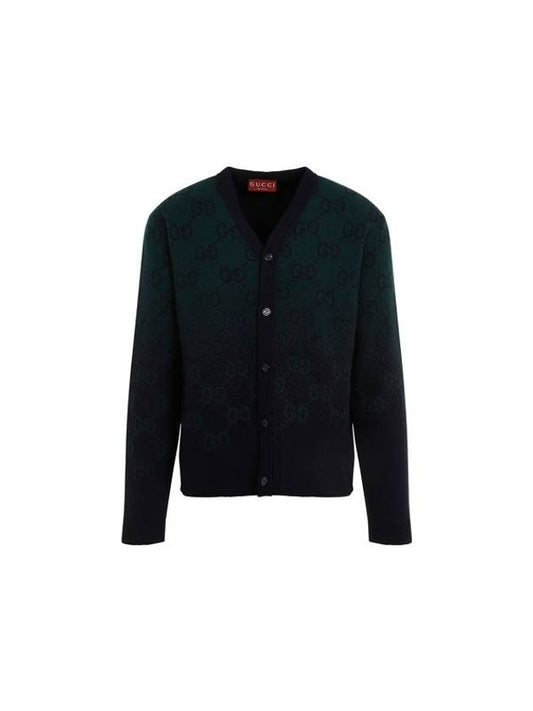 Luxury Gucci Trending 2025 GG Degradé Wool Jacquard Cardigan Dark Green