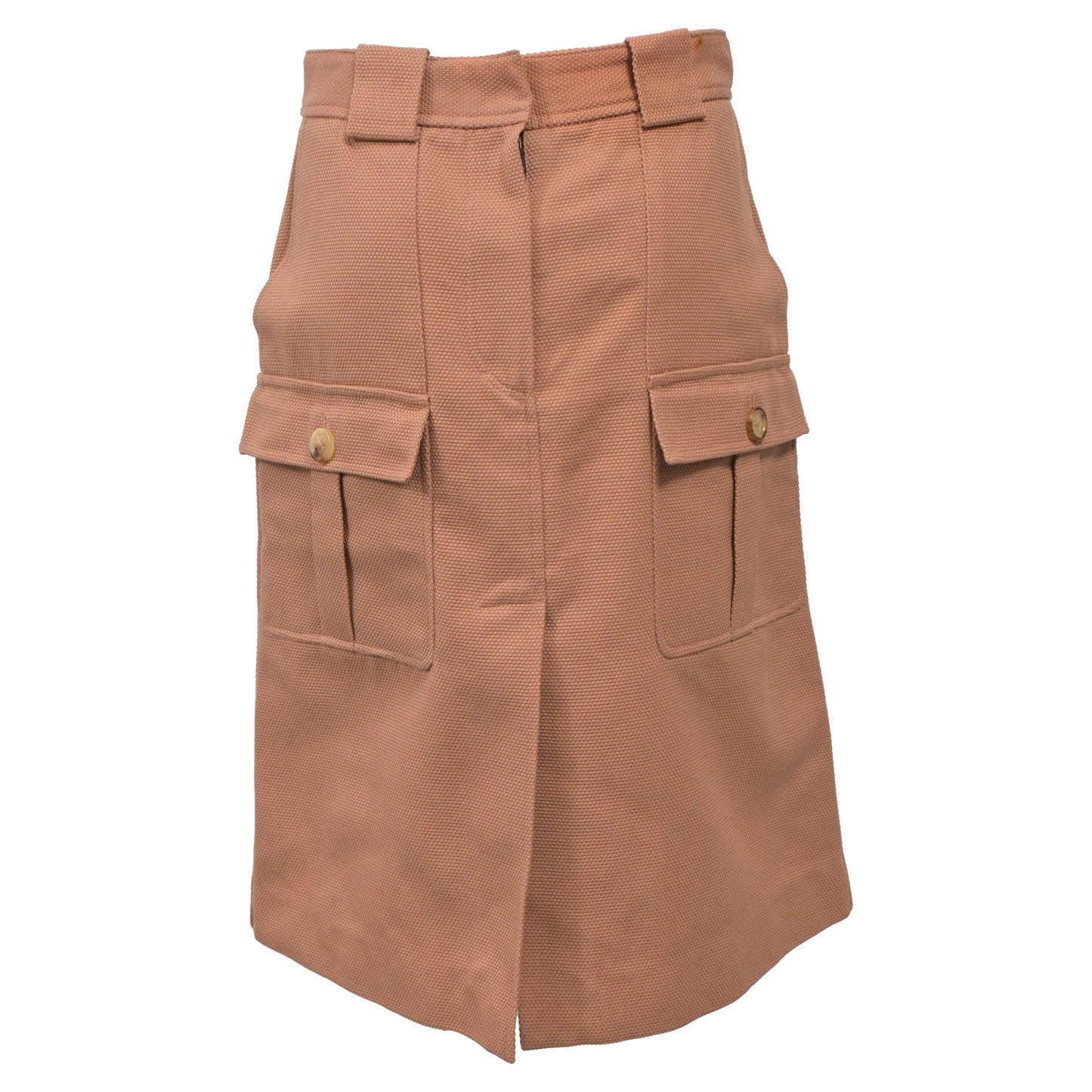 Luxury Bottega Veneta Pique A-line Midi Skirt in Beige Cotton