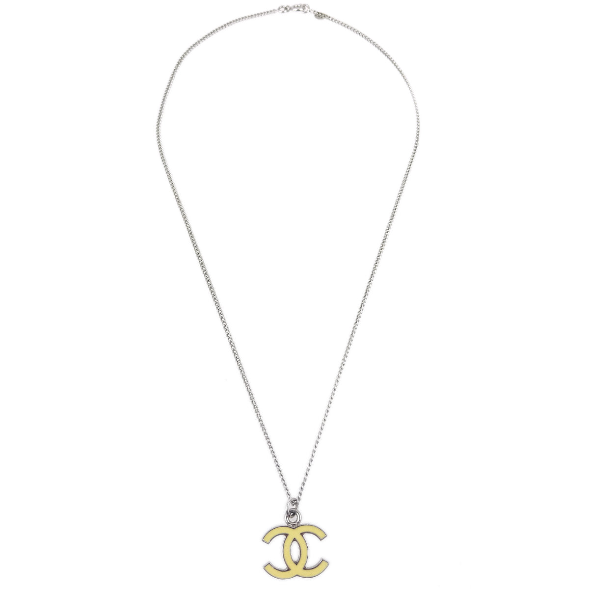 Luxury Chanel Chain Necklace Silver White 06V