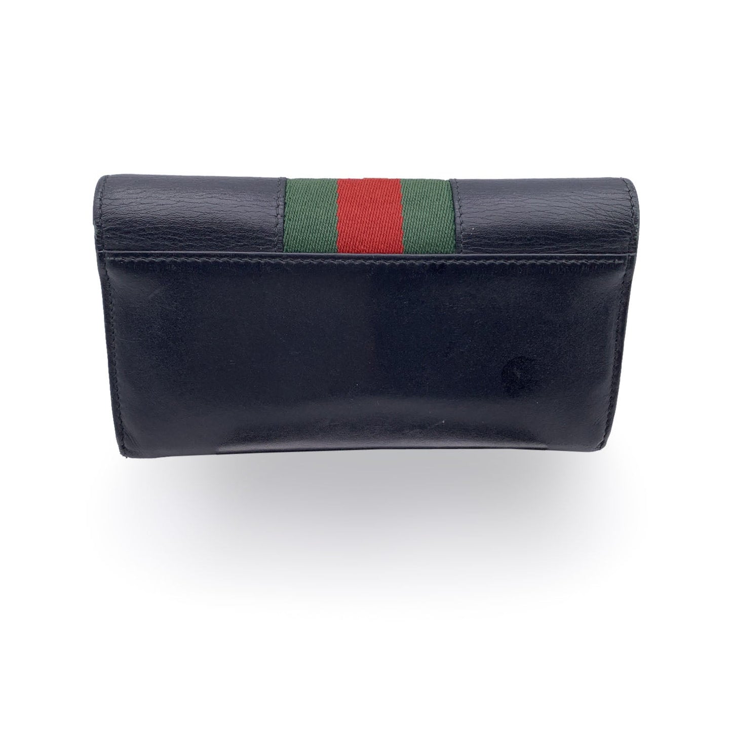 Luxury Gucci Trending 2025 Black Leather Signature Web Sylvie Continental Wallet