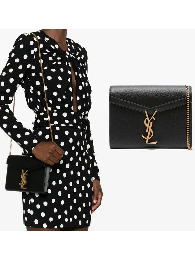 Luxury Saint Laurent Cassandra Monogram Chain Shoulder Bag Black