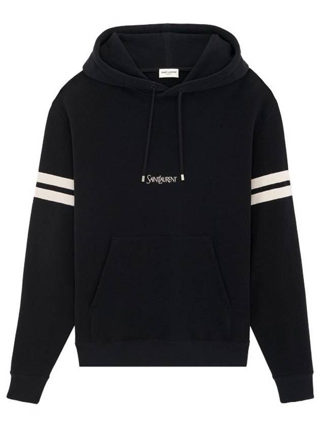 Luxury Saint Laurent Embroidered Logo Hoodie Black