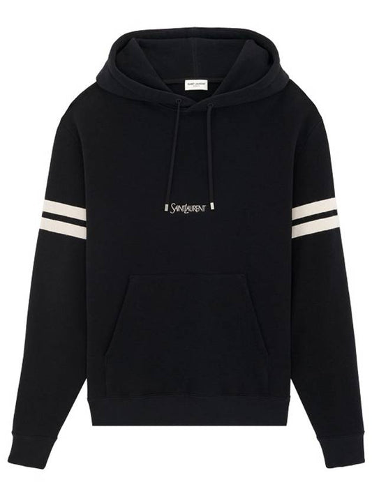 Luxury Saint Laurent Embroidered Logo Hoodie Black