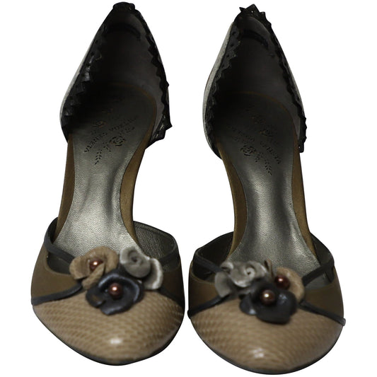 Luxury Bottega Veneta Snake Skin Embossed Pumps in Multicolor Leather