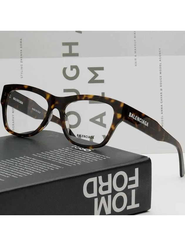 Luxury Balenciaga Acetate Square Eyeglasses Havana