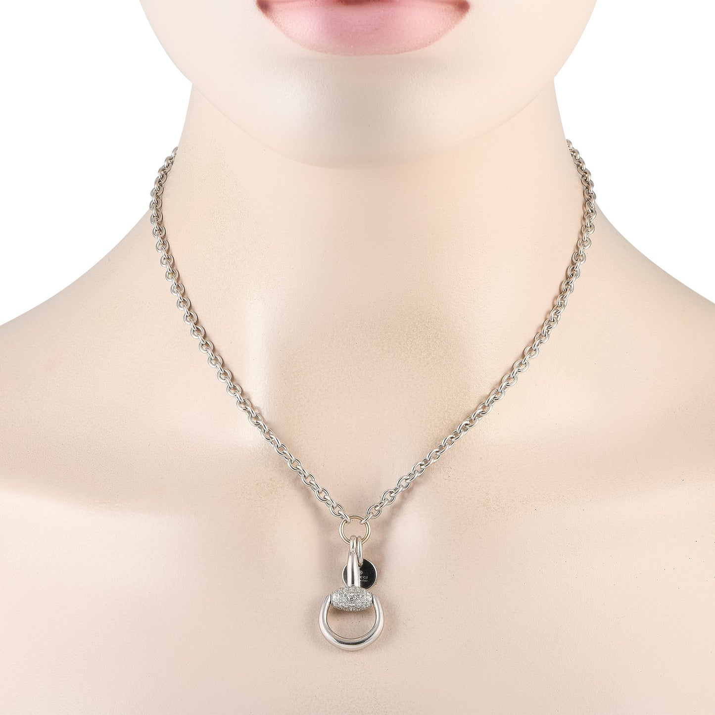 Luxury Gucci Trending 2025 Horsebit 18K White Gold 0.40ct Diamond Necklace GU01-082924