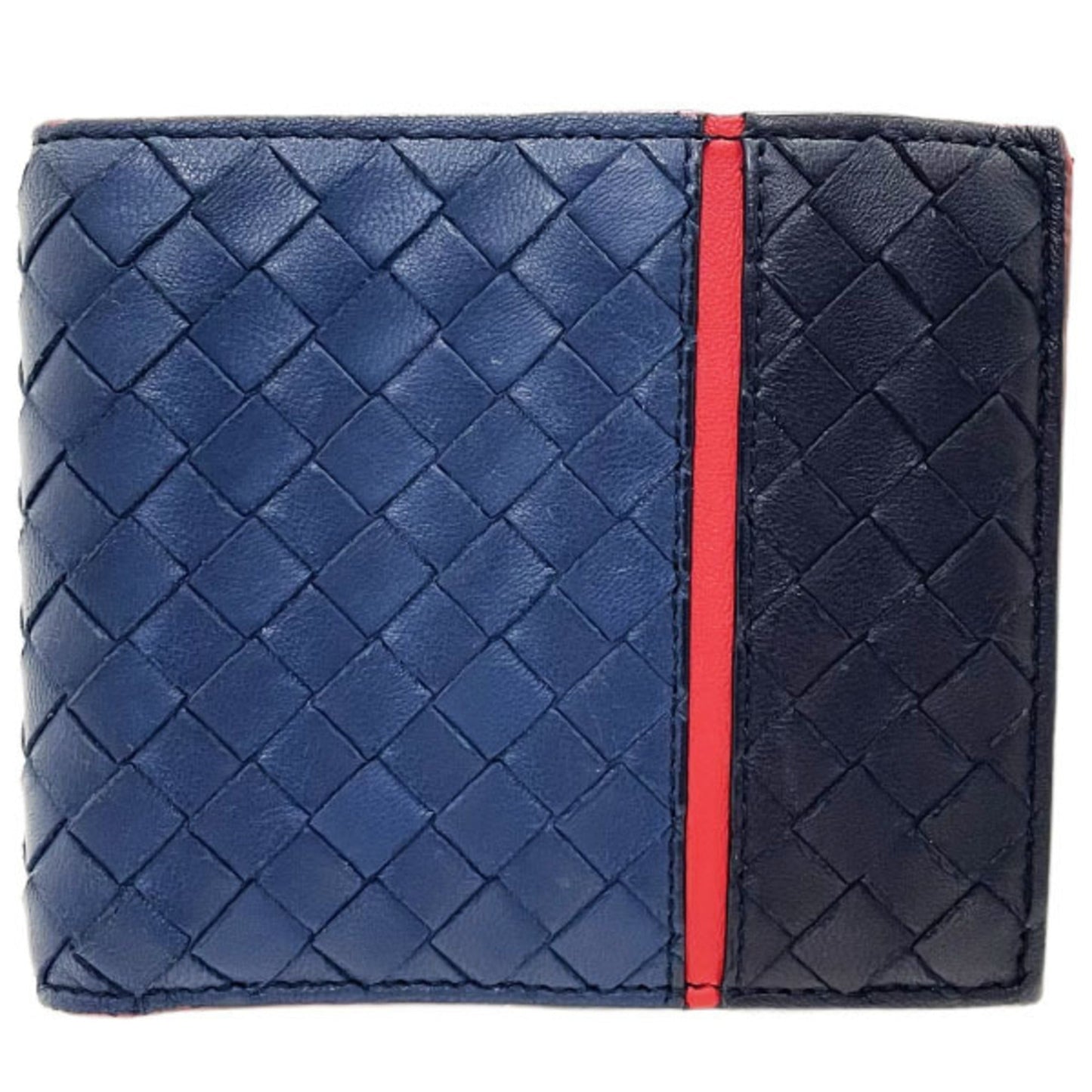 Luxury Bottega Veneta Intrecciato  Navy  Color Leather Wallet (Bi-Fold) ()