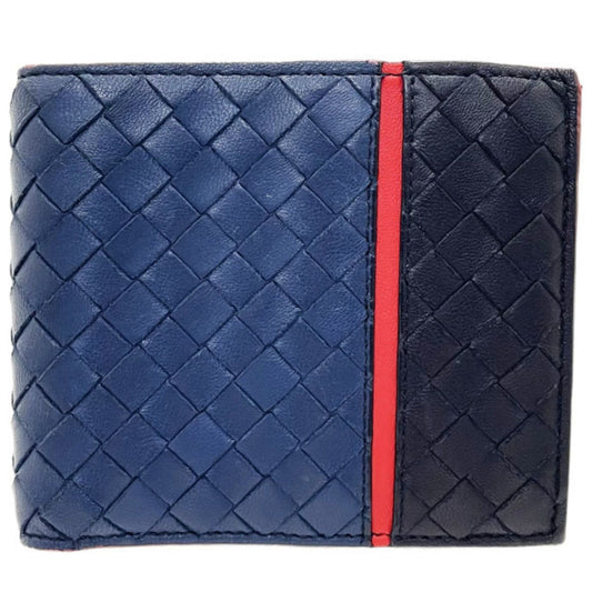 Luxury Bottega Veneta Intrecciato  Navy  Color Leather Wallet (Bi-Fold) ()