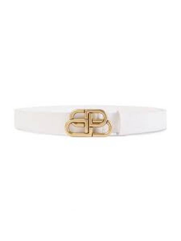 Luxury Balenciaga BB Buckle Belt White