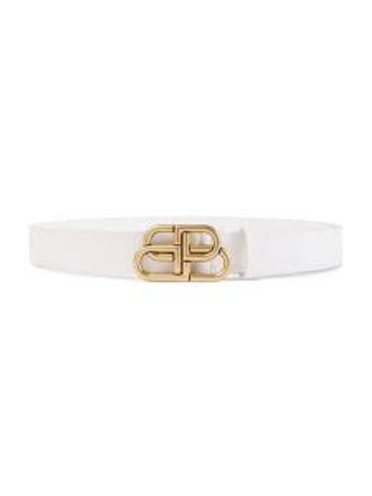 Luxury Balenciaga BB Buckle Belt White