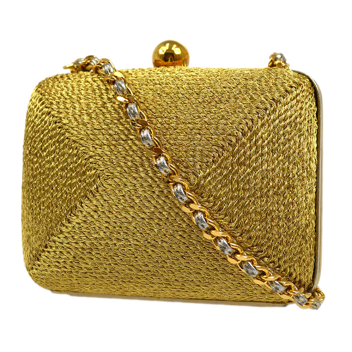 Luxury Chanel 1998 Woven Evening Bag Gold