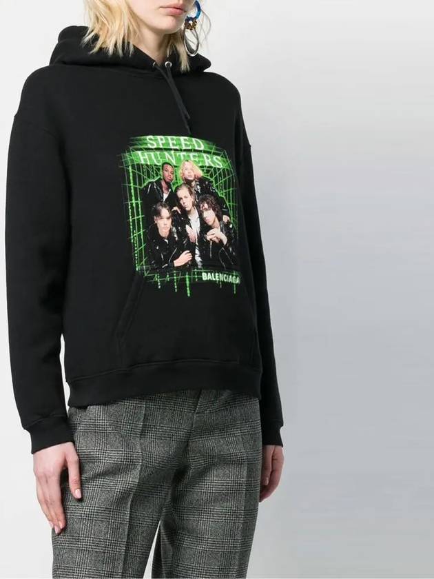 Luxury Balenciaga Speed Hunter Print Hoodie Black