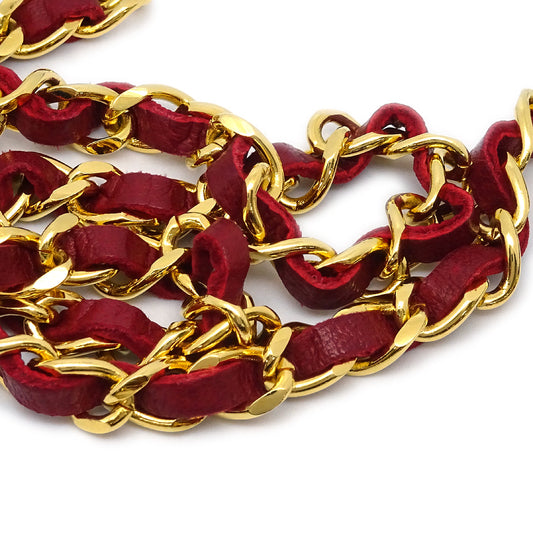 Luxury Chanel Gold Red Medallion Chain Belt Small New