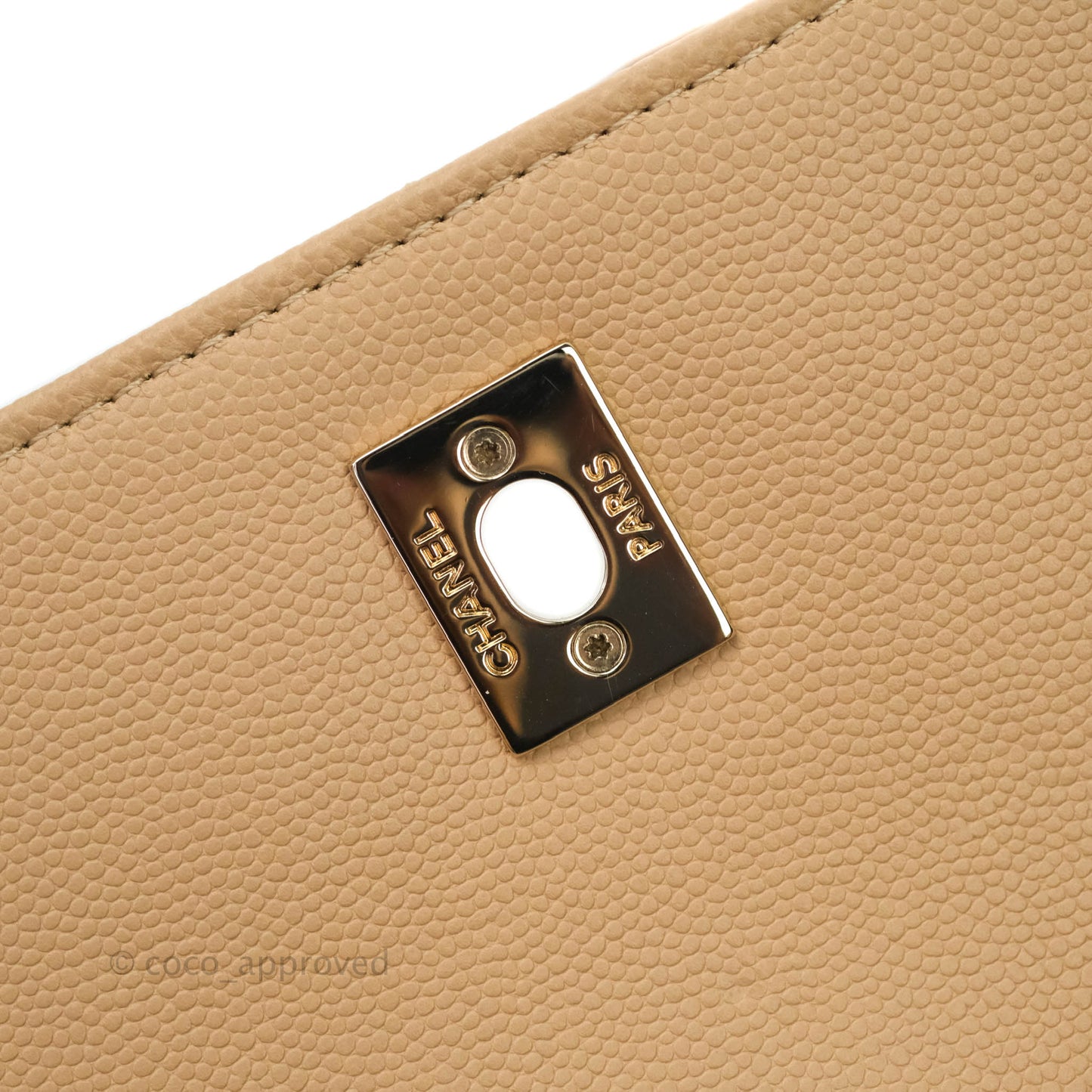Chanel Quilted Small Business Affinity Flap Beige Caviar Light Gold Hardware