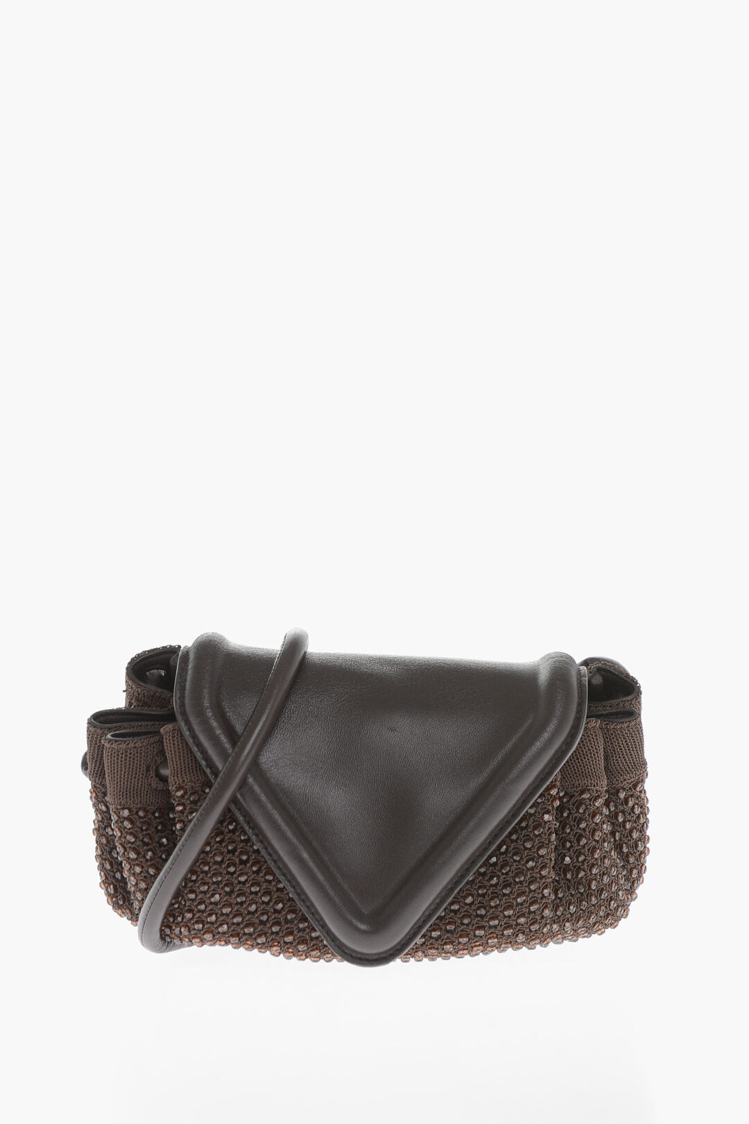 Luxury Bottega Veneta Leather Beak Bag With Rhinestone Application
