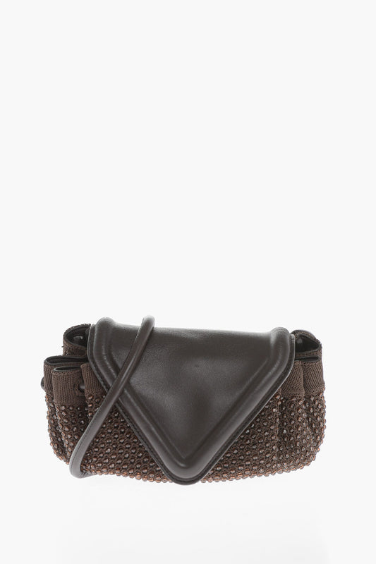 Luxury Bottega Veneta Leather Beak Bag With Rhinestone Application