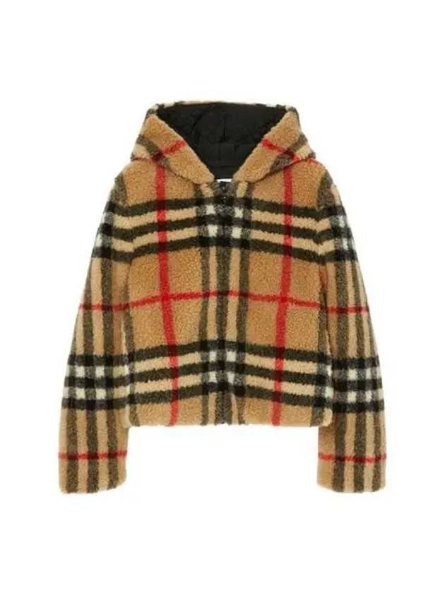 Luxury Burberry Check Fleece Zip-Up Hoodie Archive Beige