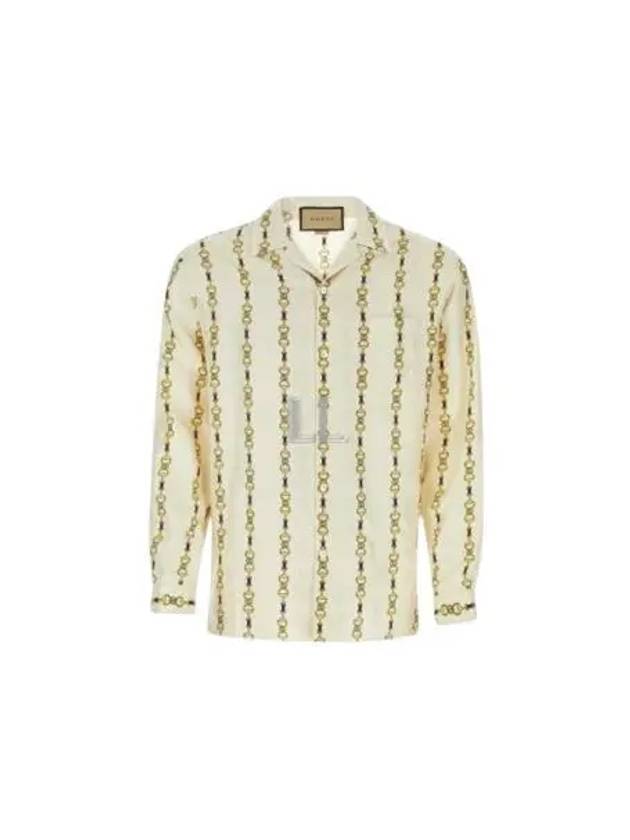 Luxury Gucci Trending 2025 Horsebit Vacation Long Sleeve Shirt Ivory