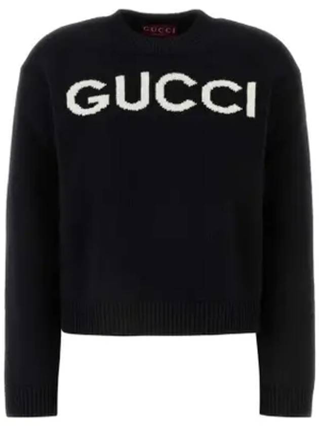 Luxury Gucci Trending 2025 Intarsia Wool Knit Top Black