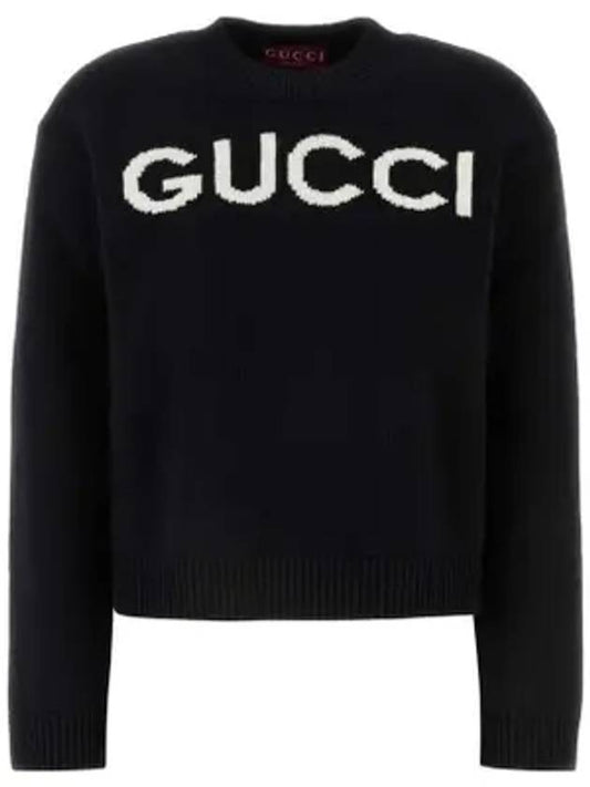 Luxury Gucci Trending 2025 Intarsia Wool Knit Top Black