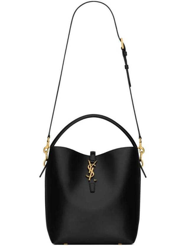 Luxury Saint Laurent Le 37 Leather Bucket Bag Black