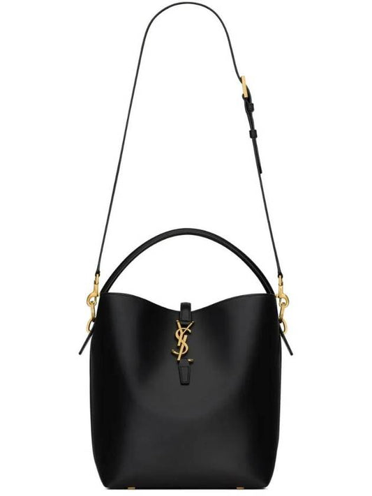 Luxury Saint Laurent Le 37 Leather Bucket Bag Black