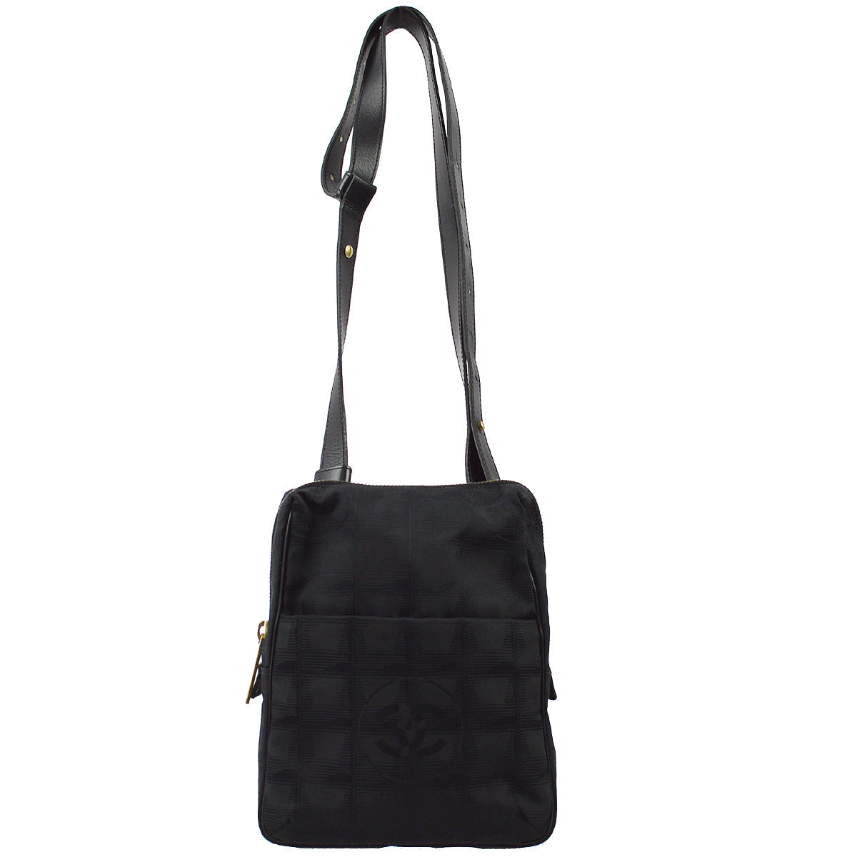 Luxury Chanel 2001-2003 Black Jacquard New Travel Line Shoulder Bag
