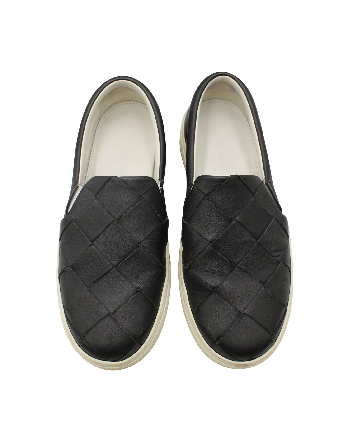 Luxury Bottega Veneta Dodger Intrecciato Slip-On Sneakers in Black Leather